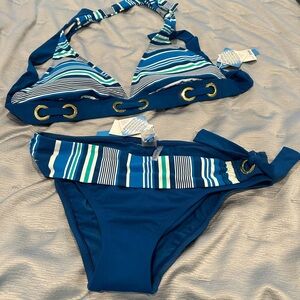 Bleu Rod Beattie Blue and White Striped Bikini